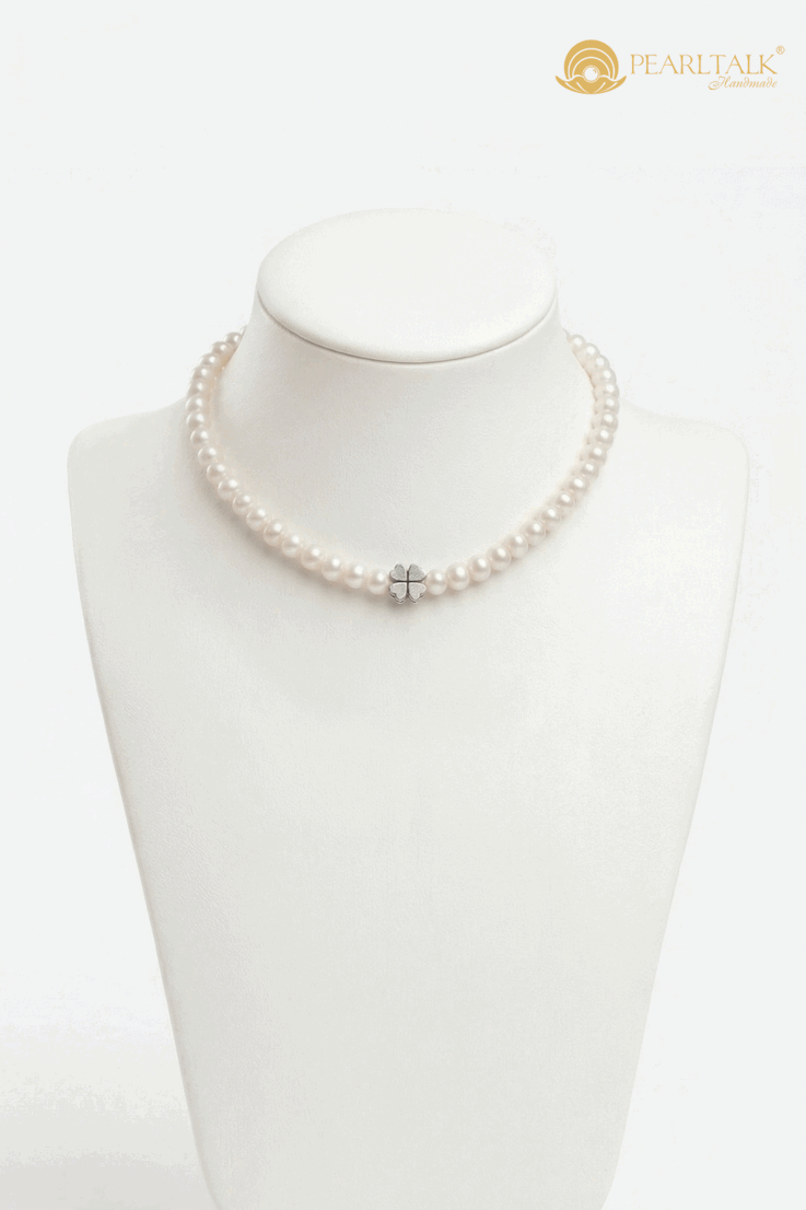 CHUỖI NGỌC TRAI CHOKER FOUR-LEAF CLOVER 6 - 6,5mm